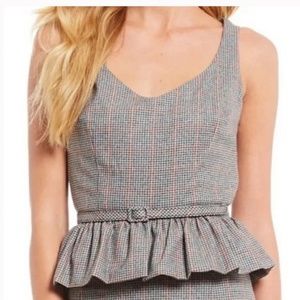 ANTONIO MELANI Gray Plaid Peplum Top